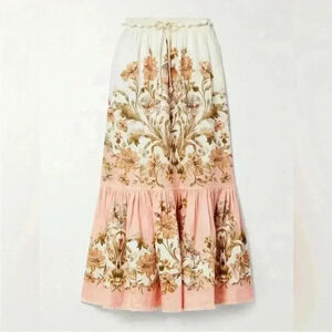 BNWT ZIMMERMANN Chintz belted tiered floral-print linen midi skirt OP